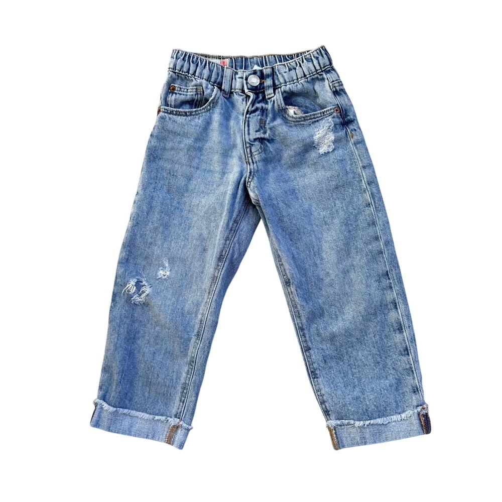 Zara Distressed Wide Leg Jeans Size 3/4